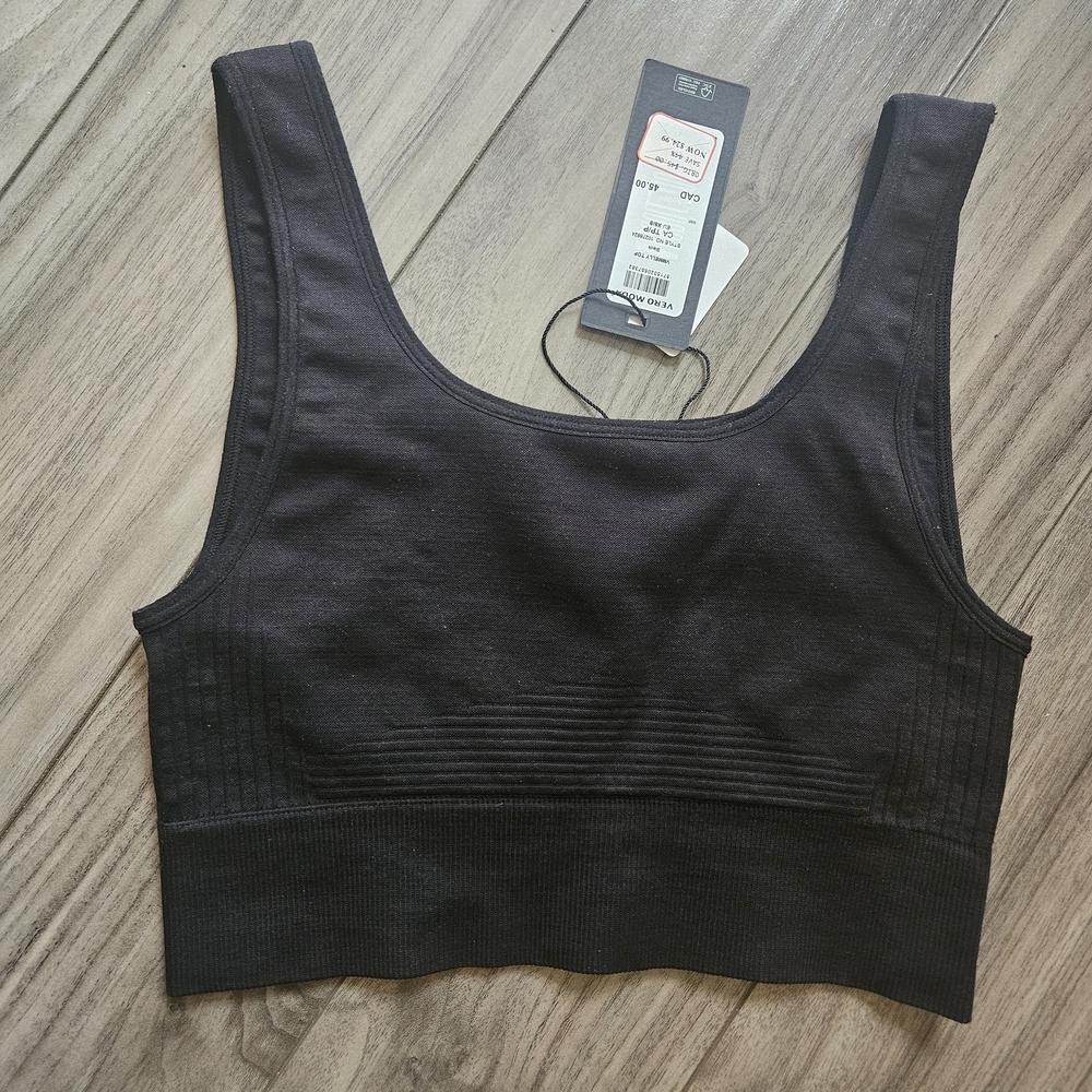 Vero Moda Black Ribbed Sports Bra